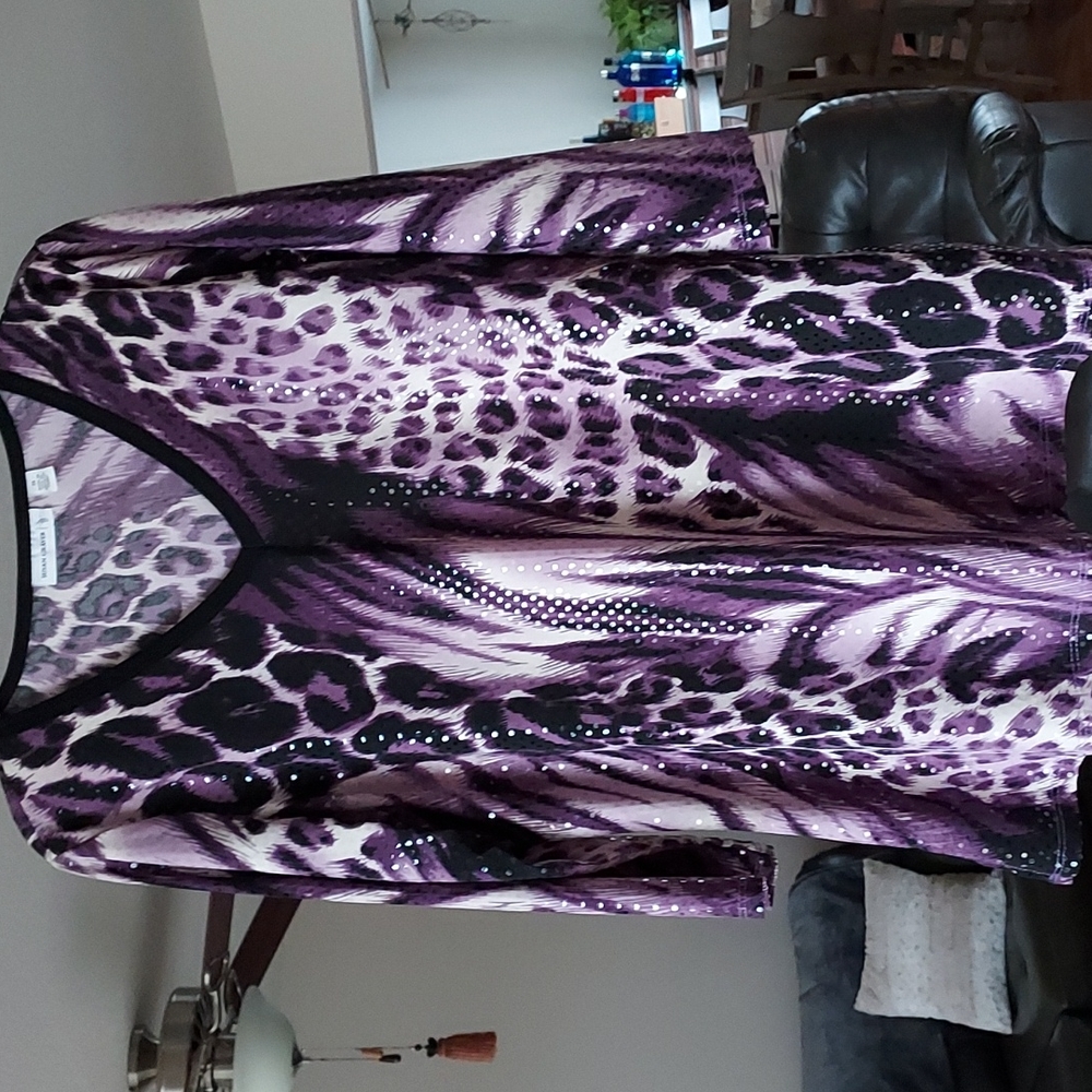 Susan Graver 3/4 Sleeve Sparkle Top, Sz Med, EUC